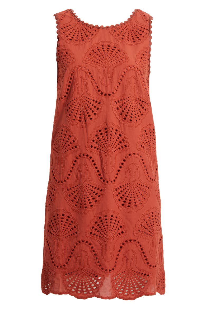 Cannes Eyelet Cotton Shift Minidress, Alternate, color, WINE