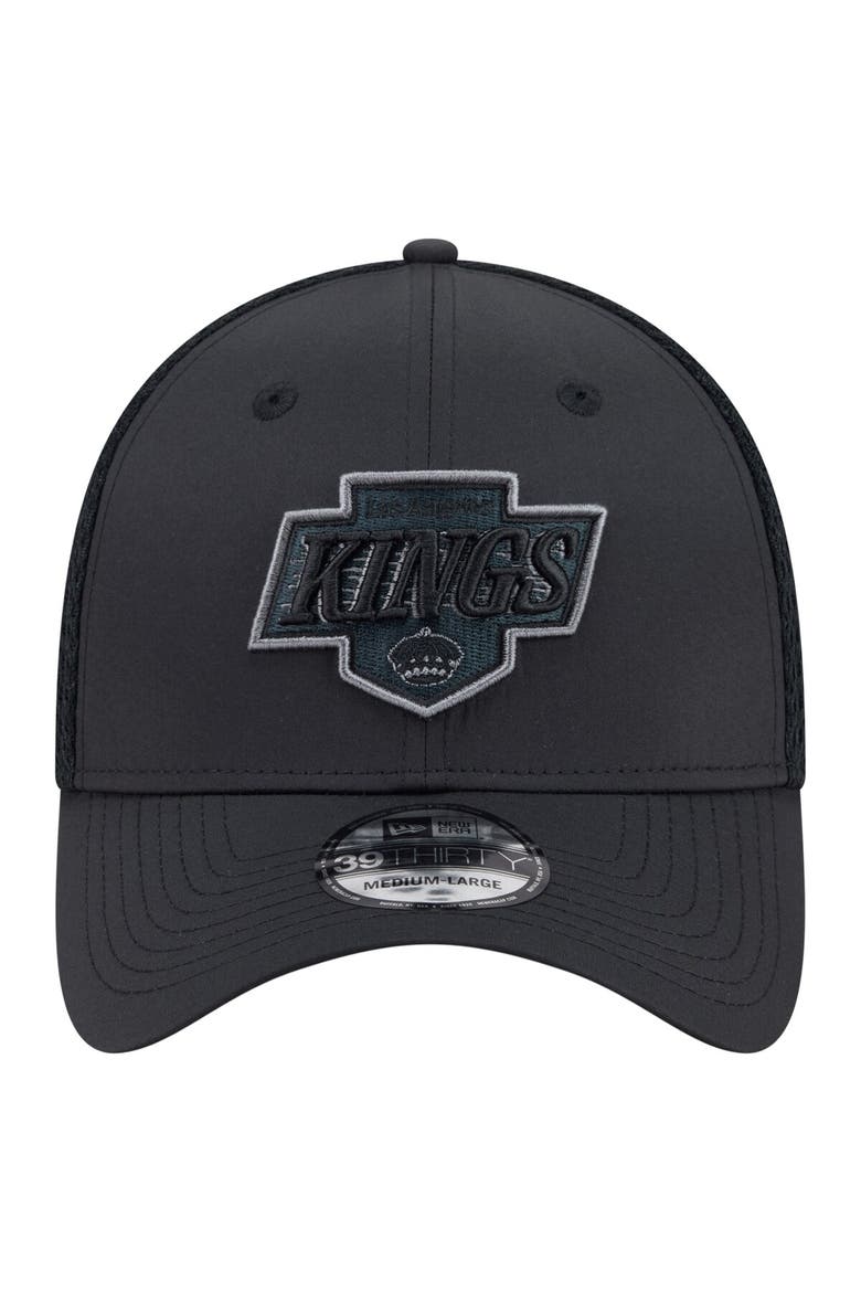 Men's New Era  Black Los Angeles Kings Blackout 39THIRTY Flex Fit Hat, Alternate, color, Black