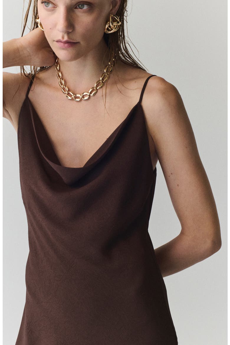 Cowl Neck Slipdress, Alternate, color, CHOCOLATE