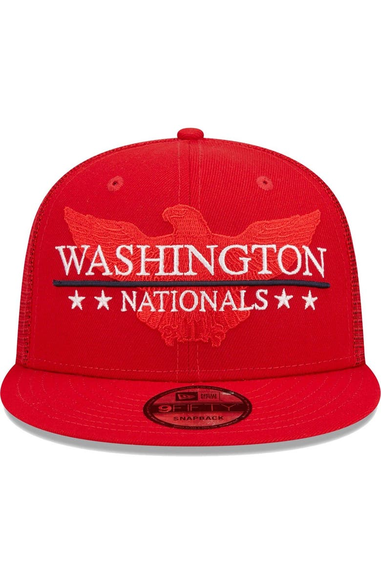 New Era Men's New Era Red Washington Nationals Patriot Trucker 9FIFTY Snapback Hat, Alternate, color, Red