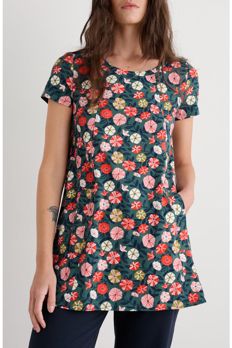 Floral Cotton Jersey Tunic, Main, color, WINDING PETUNIAS GROVE