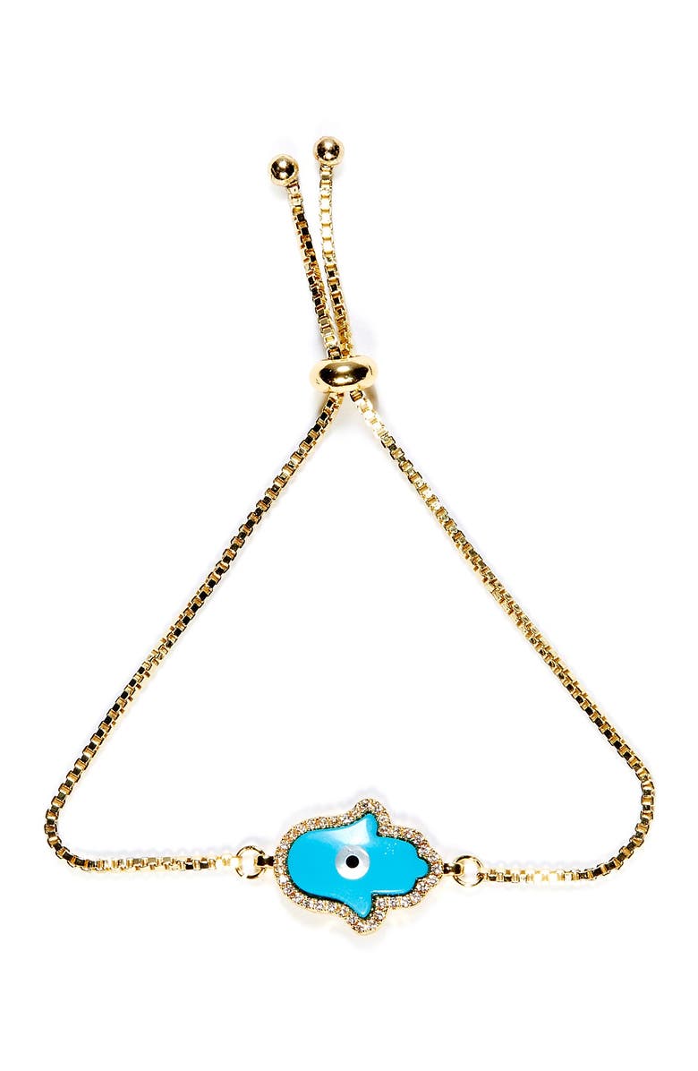 EYE CANDY LOS ANGELES Protection Hamsa CZ Tie Bracelet, Main, color, 