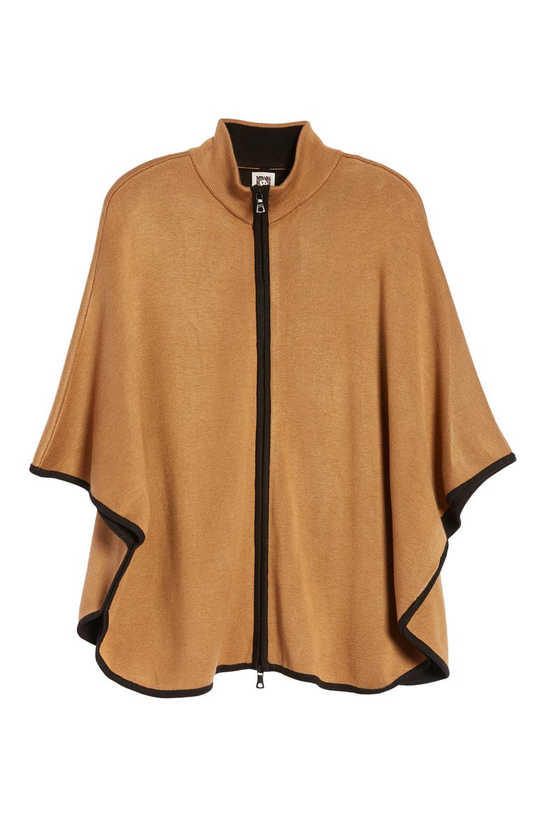 Double Face Zip Cape, Alternate, color, VICUNA/ ANNE BLACK