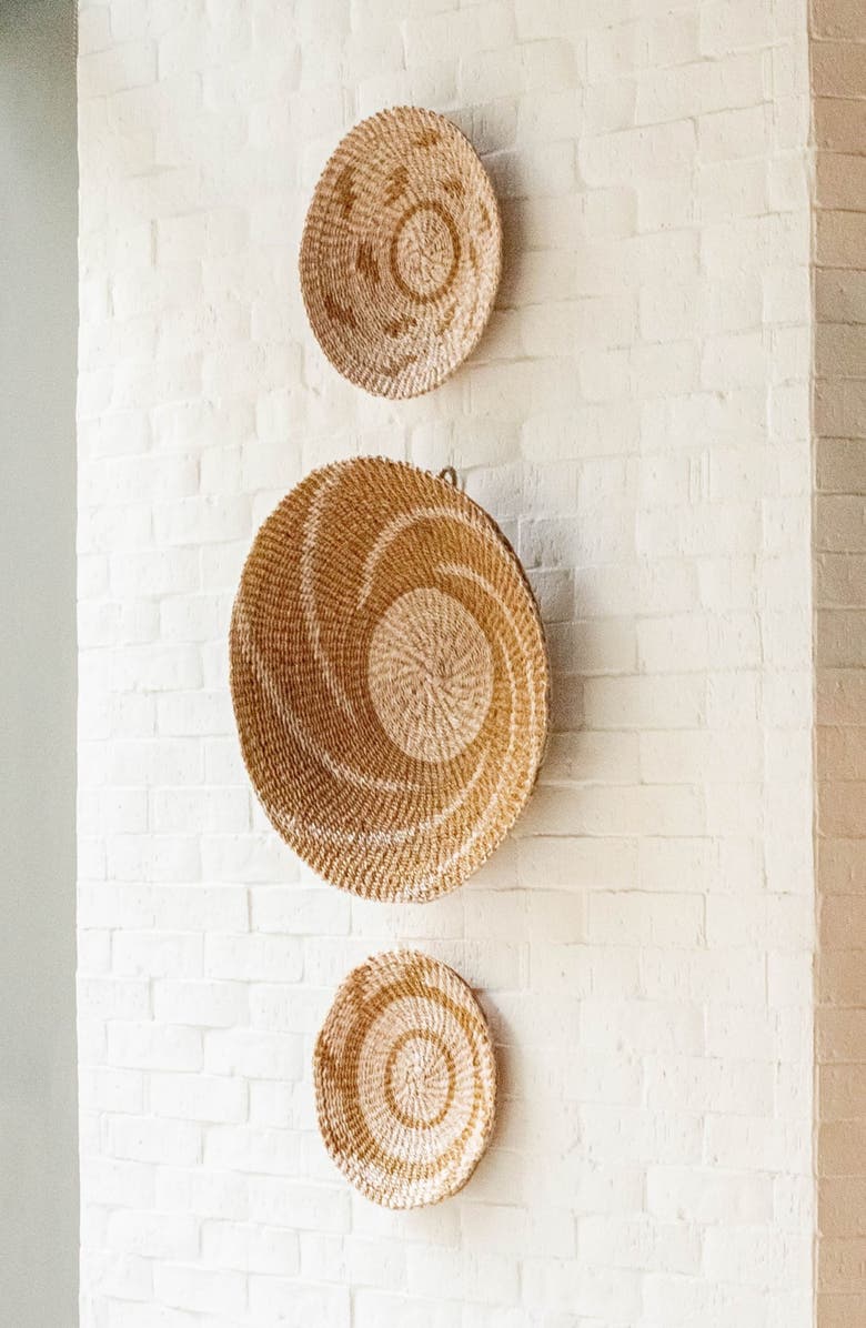 LIKHA Natural & Brown Round Wall Basket, Alternate, color, Natural + Brown