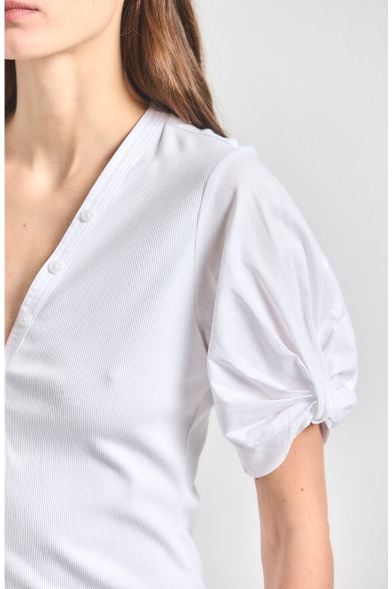 Fallon Mixed Media Top, Alternate, color, WHITE