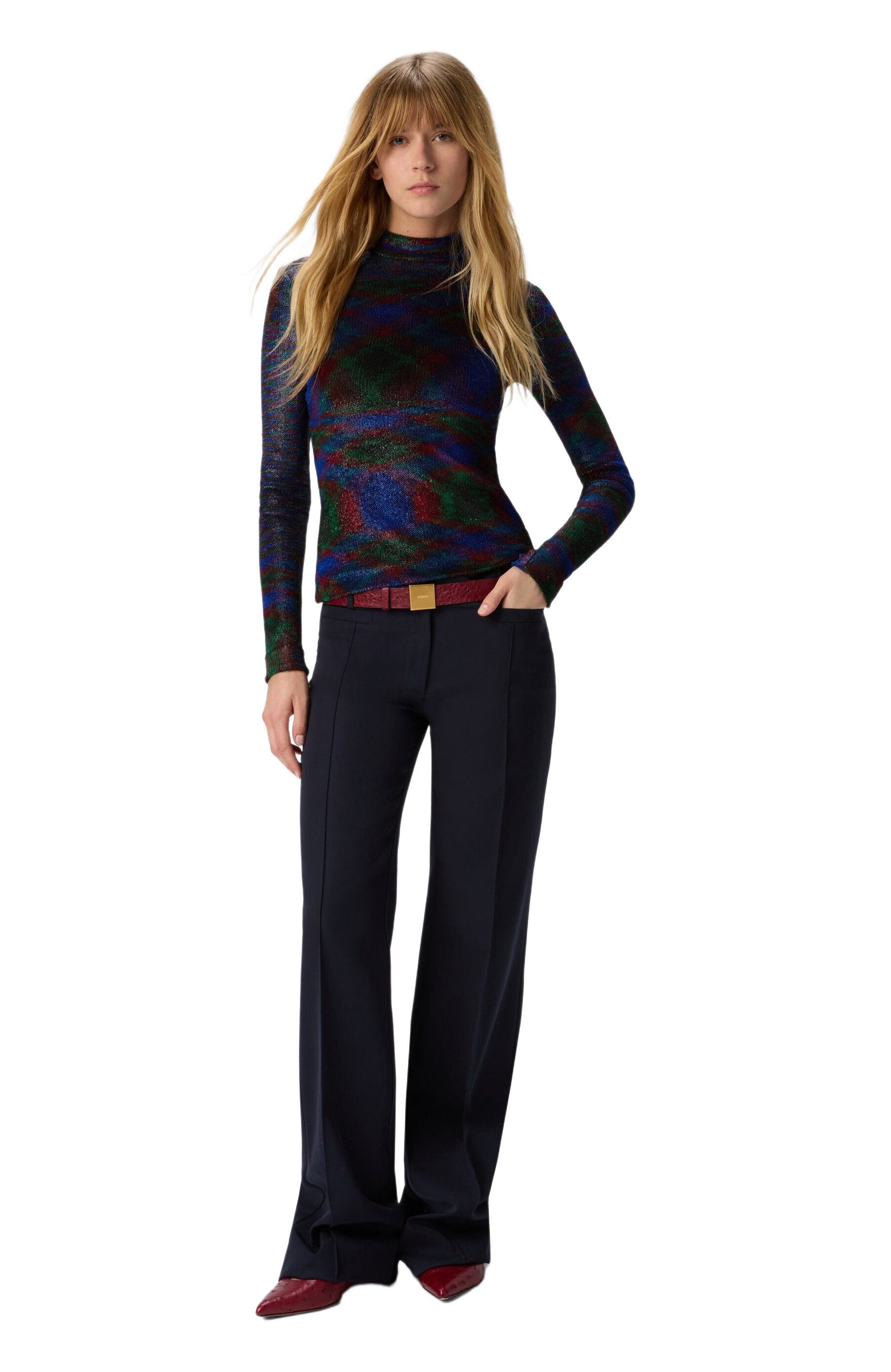 Turtleneck Sweater With Flame Pattern