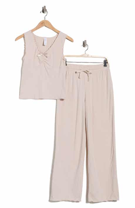 YOGALICIOUS Lettuce Edge Cotton Jersey Long Pajamas