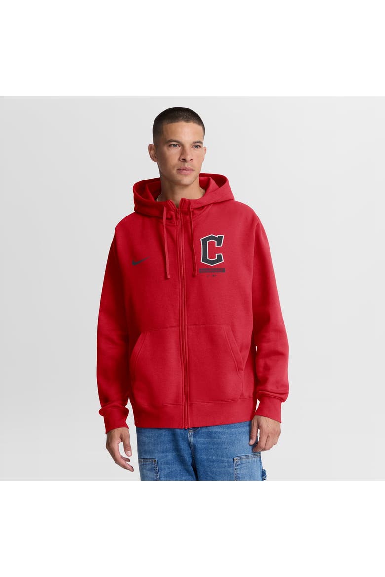 Men's Nike Red Cleveland Guardians Primetime Lockup Full-Zip Hoodie, Main, color, Red