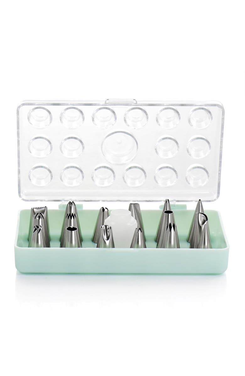 MARTHA STEWART 16 Piece Stainless Steel Assorted Cake Decorating Nozzles, Alternate, color, Turquoise