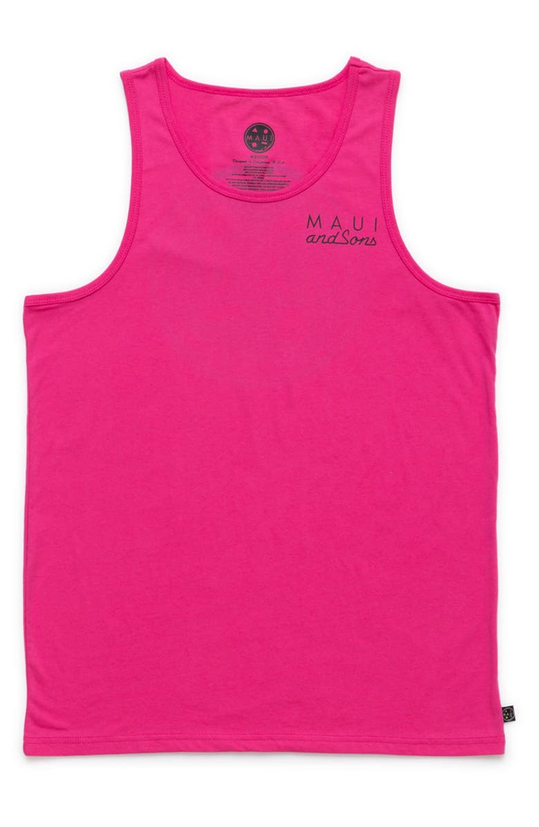 Maui & Sons Neon Cookie Logo Graphic Tank, Main, color, Neon Pink