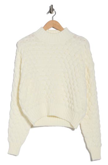 Elodie Bubble Knit Crop Sweater In White