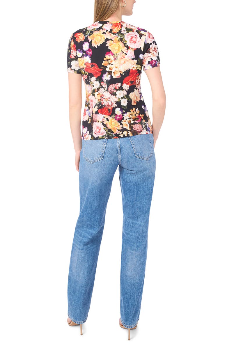 Ted Baker Floral Print T-Shirt, Alternate, color, Rich Black