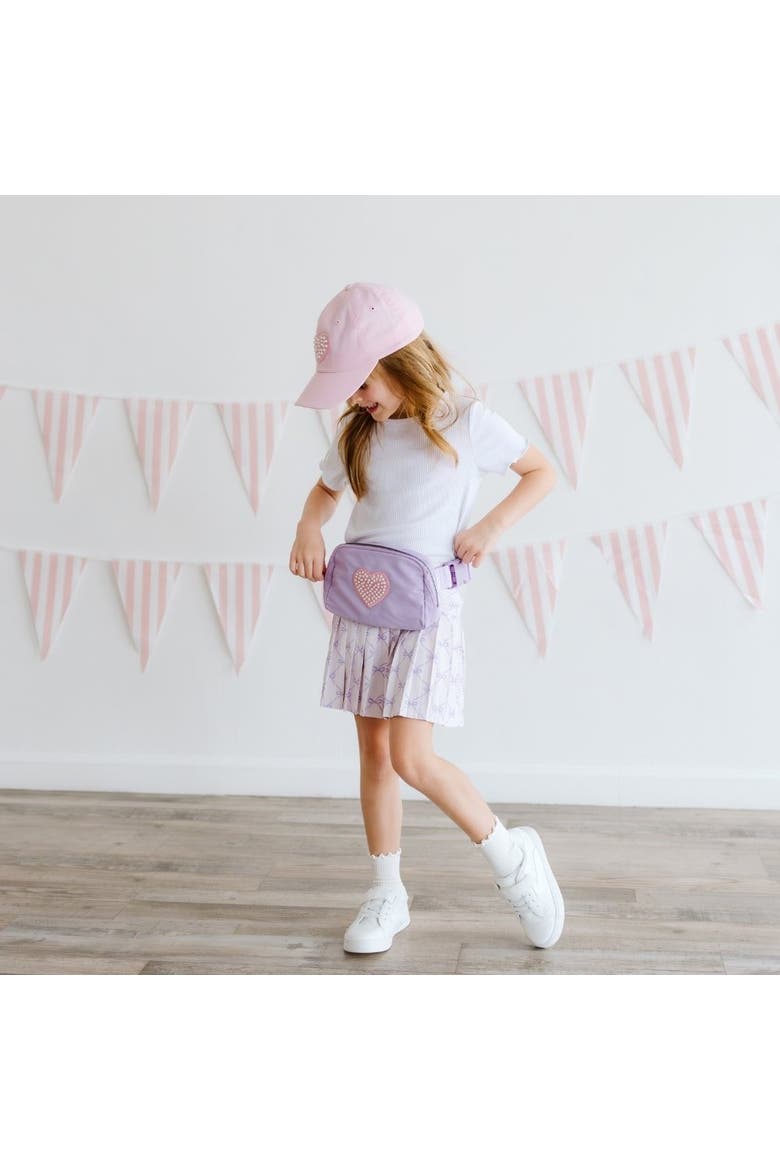 Pearl Heart Patch Baseball Hat, Alternate, color, Ballet Pink