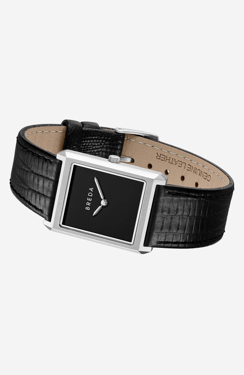 BREDA Virgil Leather Strap Tank Watch, 26mm x 35mm, Alternate, color,