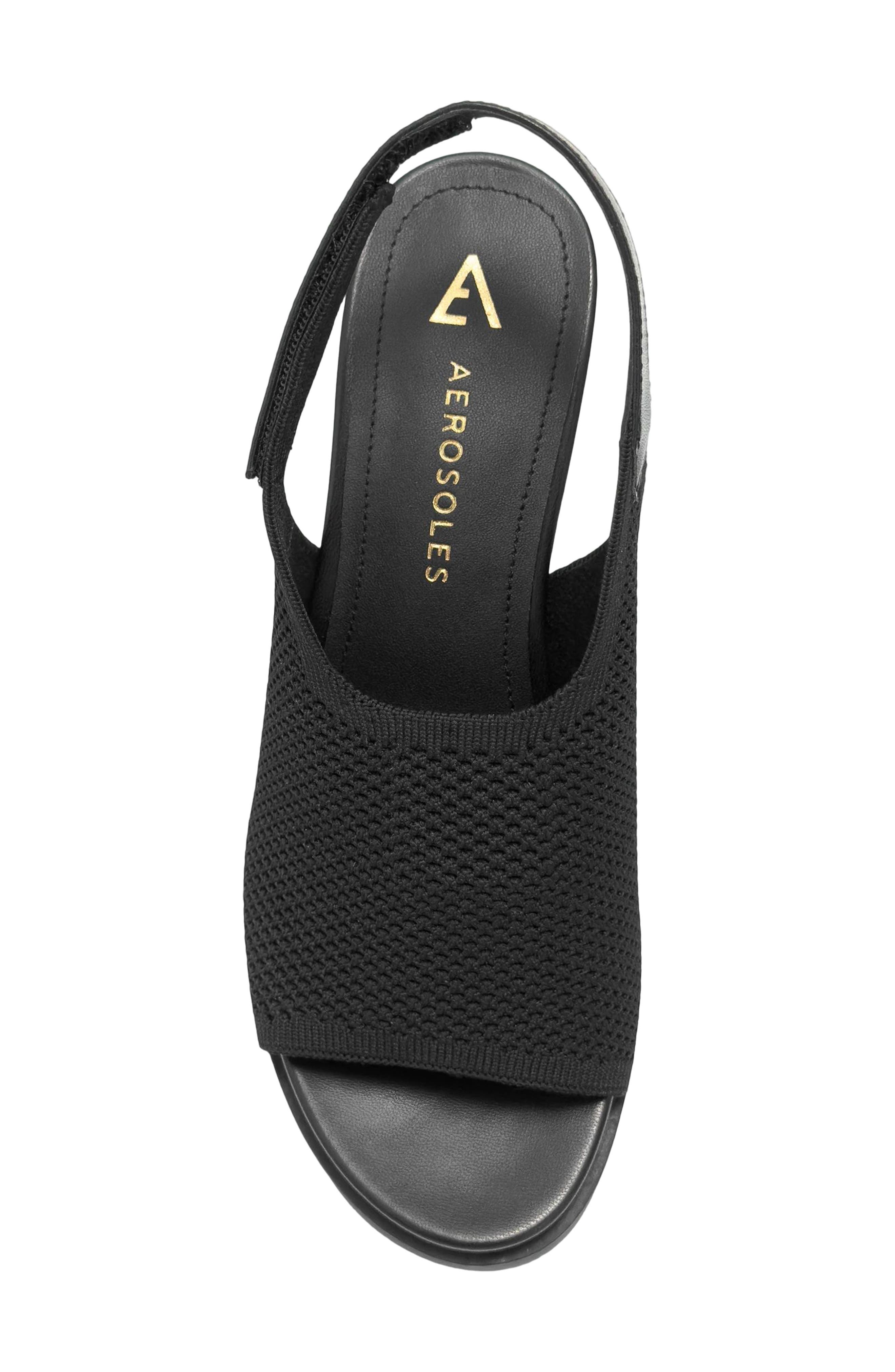 Dell Textured Knit Slingback Wedge Sandal, Alternate, color, BLACK BLACK