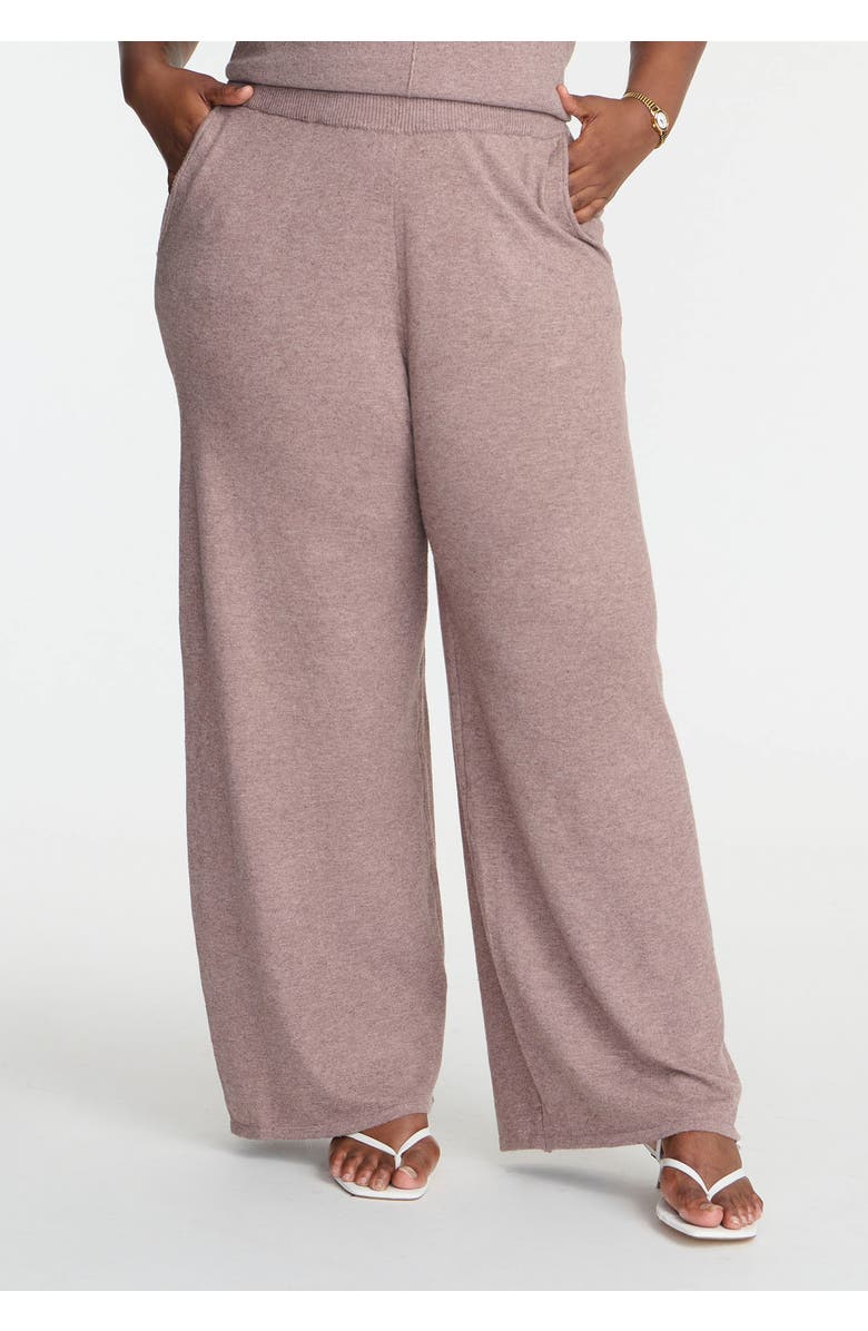 ELOQUII Elements Knit Wide Leg Sweater Pant, Alternate, color, Taupe