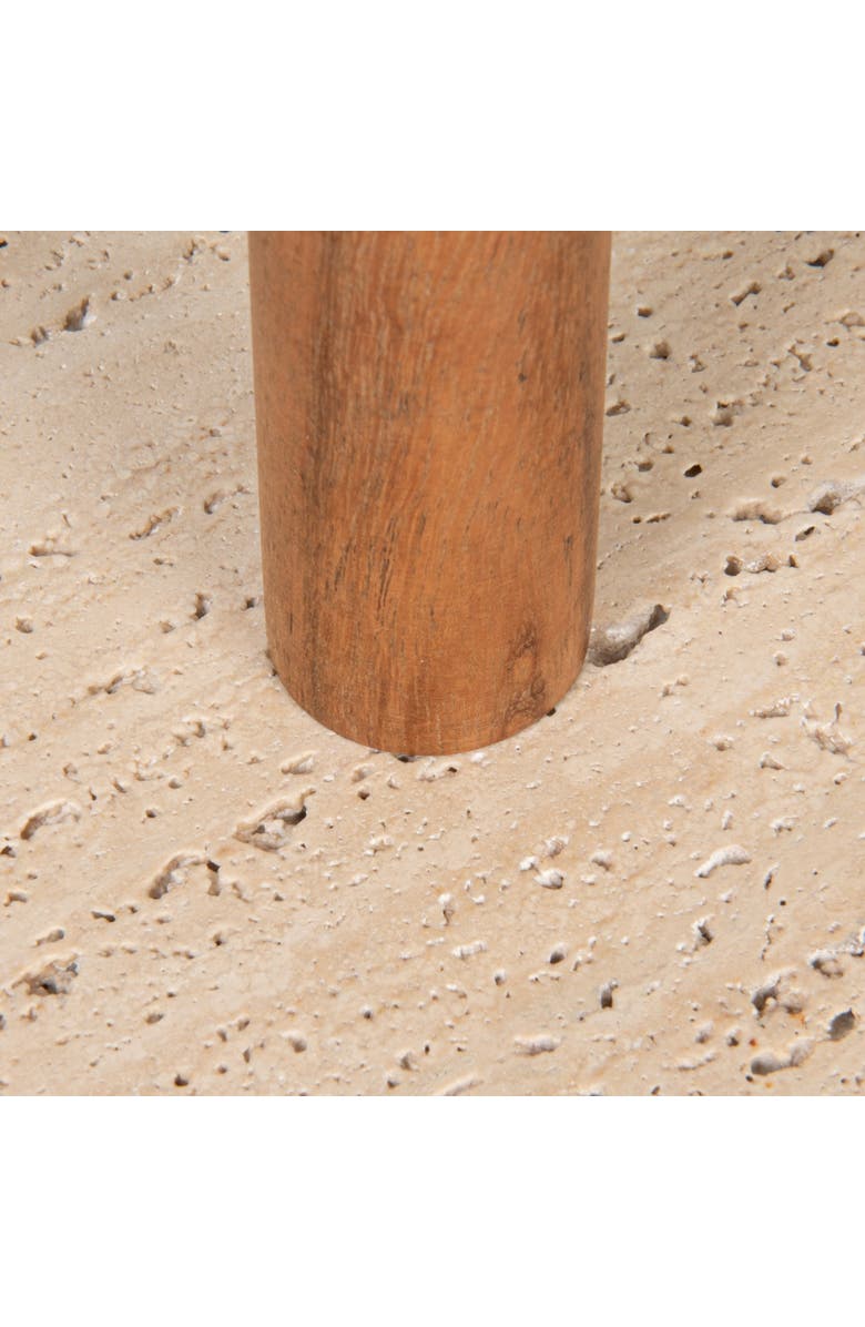 Storied Home Acacia Wood Paper Towel Holder with Scalloped Travertine Base, Natural and Cream Color, Alternate, color,