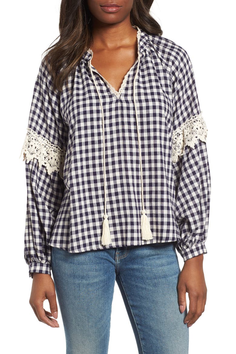 Gingham Check Peasant Top video