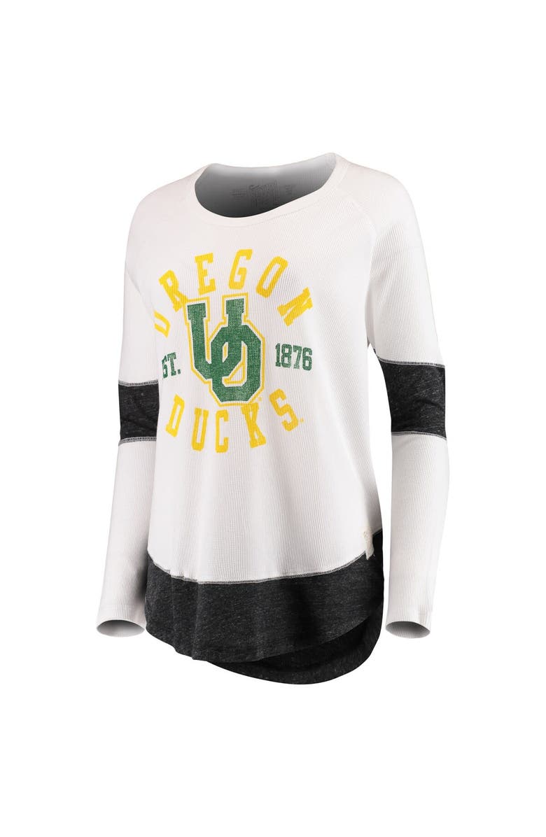 Retro Brand Women's Original Retro Brand White Oregon Ducks Contrast Boyfriend Raglan Thermal Long Sleeve T-Shirt, Alternate, color, 