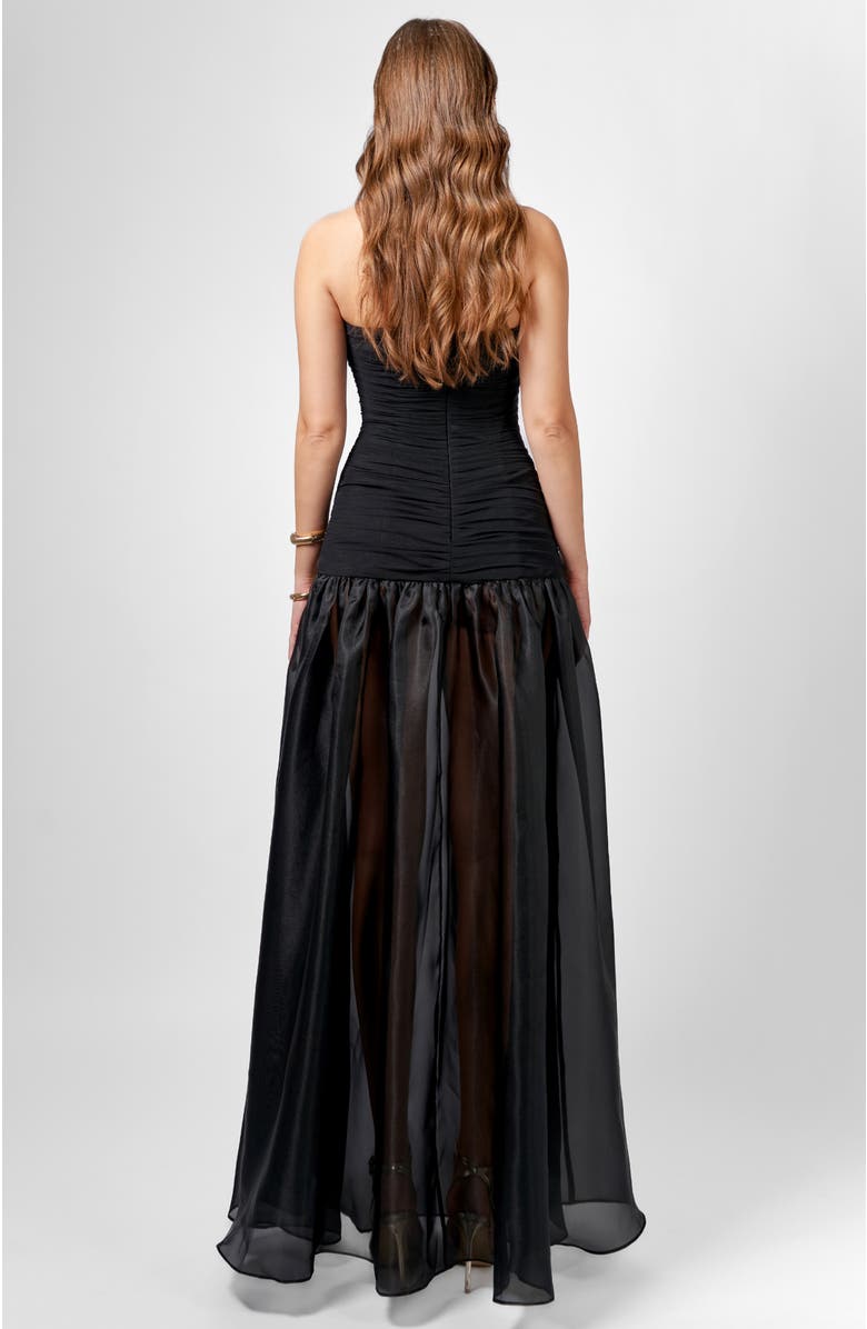 Bariano Haisley Strapless Sheer Skirt Maxi, Alternate, color, Black