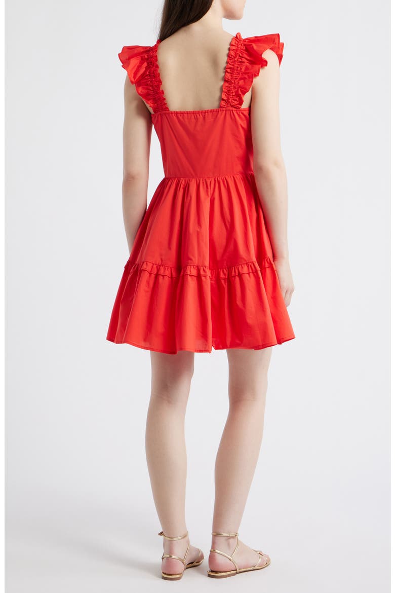 'Lil Alessandra Ruffle Tiered Cotton Fit & Flare Minidress, Alternate, color, HOT CORAL