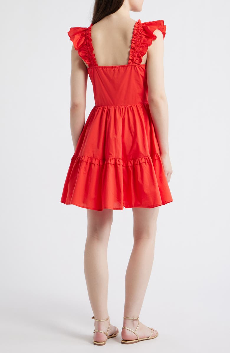 LAYERED WITH LOVE 'Lil Alessandra Ruffle Tiered Cotton Fit & Flare Minidress, Alternate, color, Hot Coral
