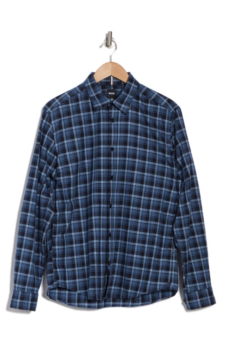 BOSS Liam Kent Button-Up Shirt, Alternate, color, Navy