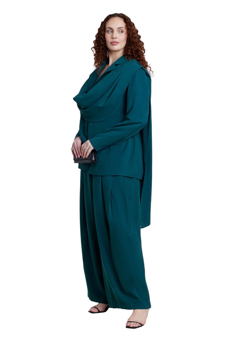 Draped Scarf Blazer, Alternate, color, DEEP TEAL