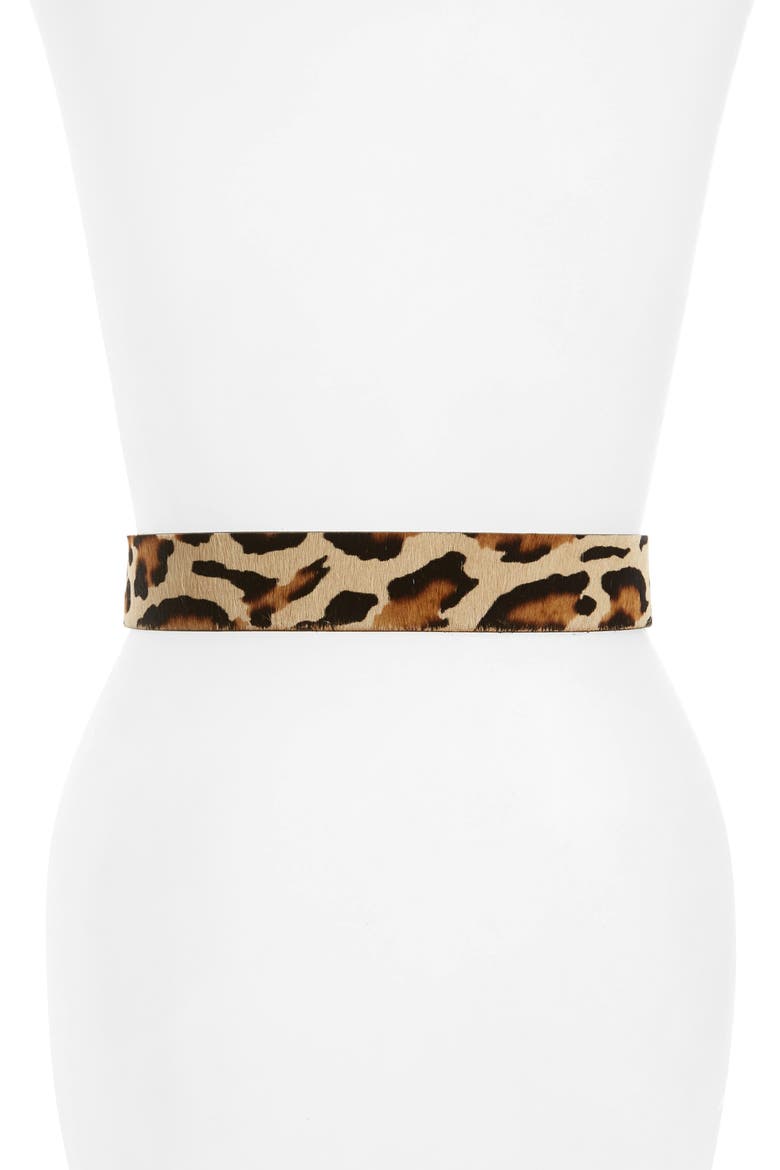 Milla Genuine Calf Hair Belt, Alternate, color, LEOPARD/ GOLD