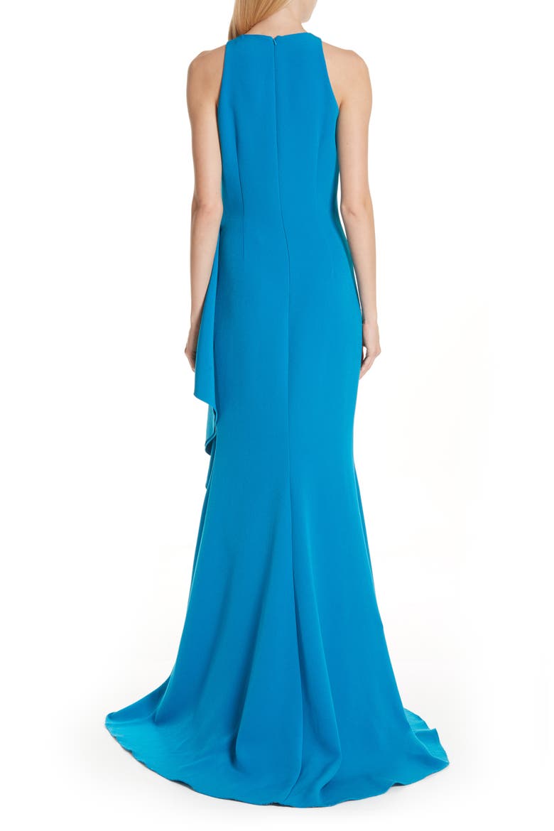 Badgley Mischka Side Ruffle Evening Dress, Alternate, color, BRIGHT AQUA