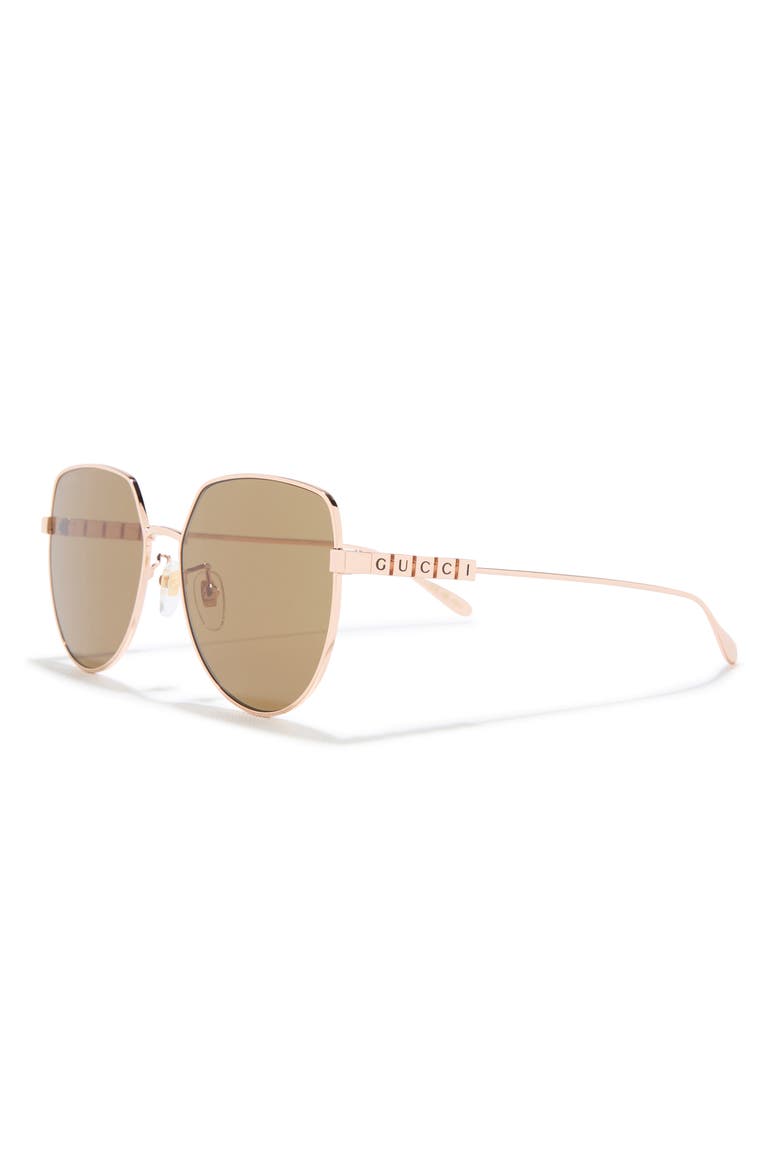 58mm Cat Eye Sunglasses, Alternate, color, GOLD GOLD BROWN
