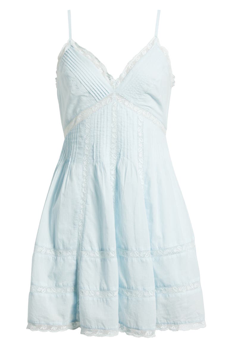 Docila Lace & Pintuck Detail Cotton Minidress, Alternate, color, BLUE