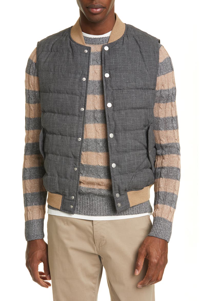 Quilted Wool Blend Vest, Main, color, CHARCOAL