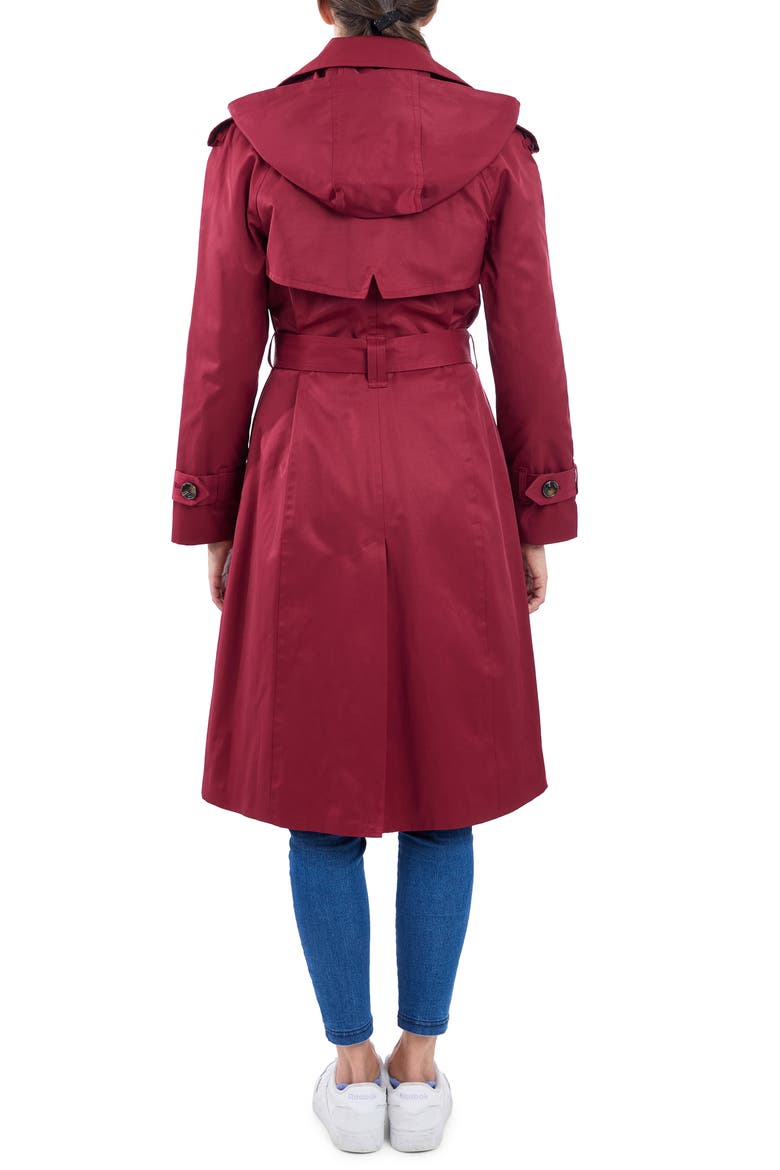 Cotton Blend Trench, Alternate, color, CRANBERRY