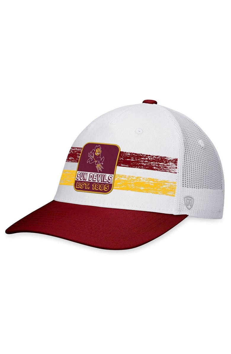 TOP OF THE WORLD Men's Top of the World White/Maroon Arizona State Sun Devils Retro Fade Snapback Hat, Main, color, White