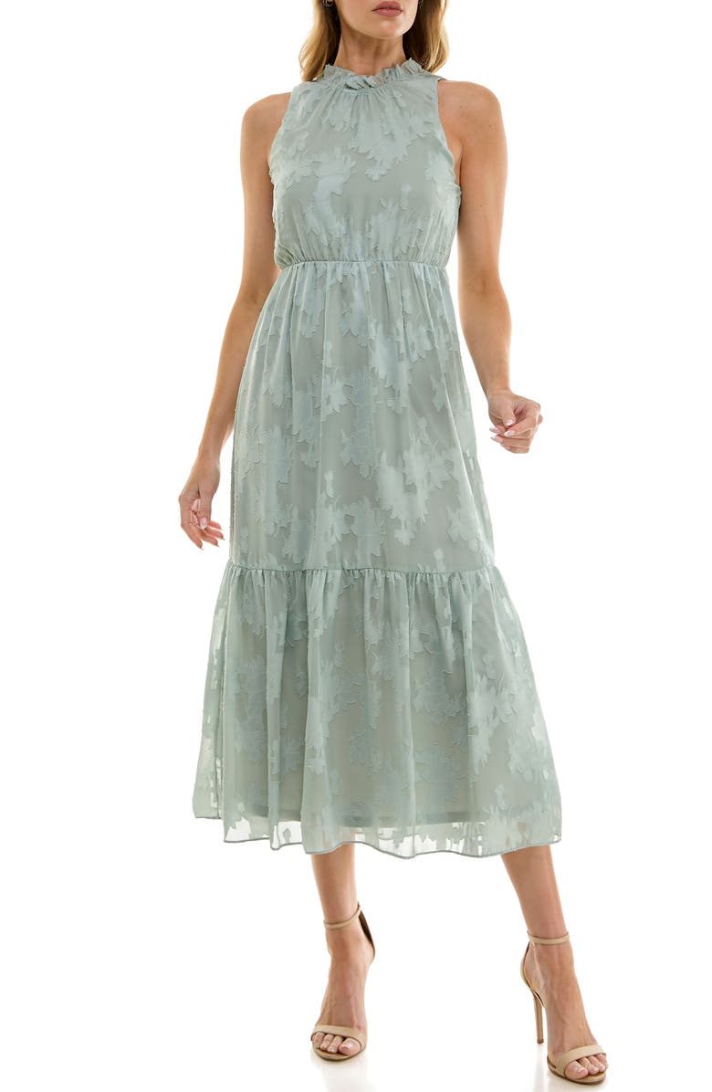 Socialite Sheer Texture Tiered Midi Dress, Main, color, 