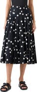 Akris punto Pleated Polka Dot Cotton Sateen Midi Skirt