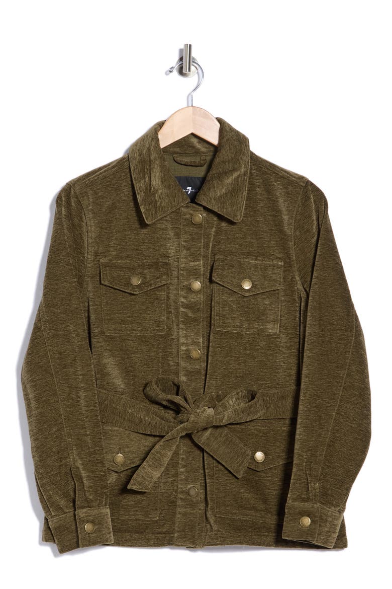 Chenille Belted Utility Jacket, Alternate, color, OLIVE