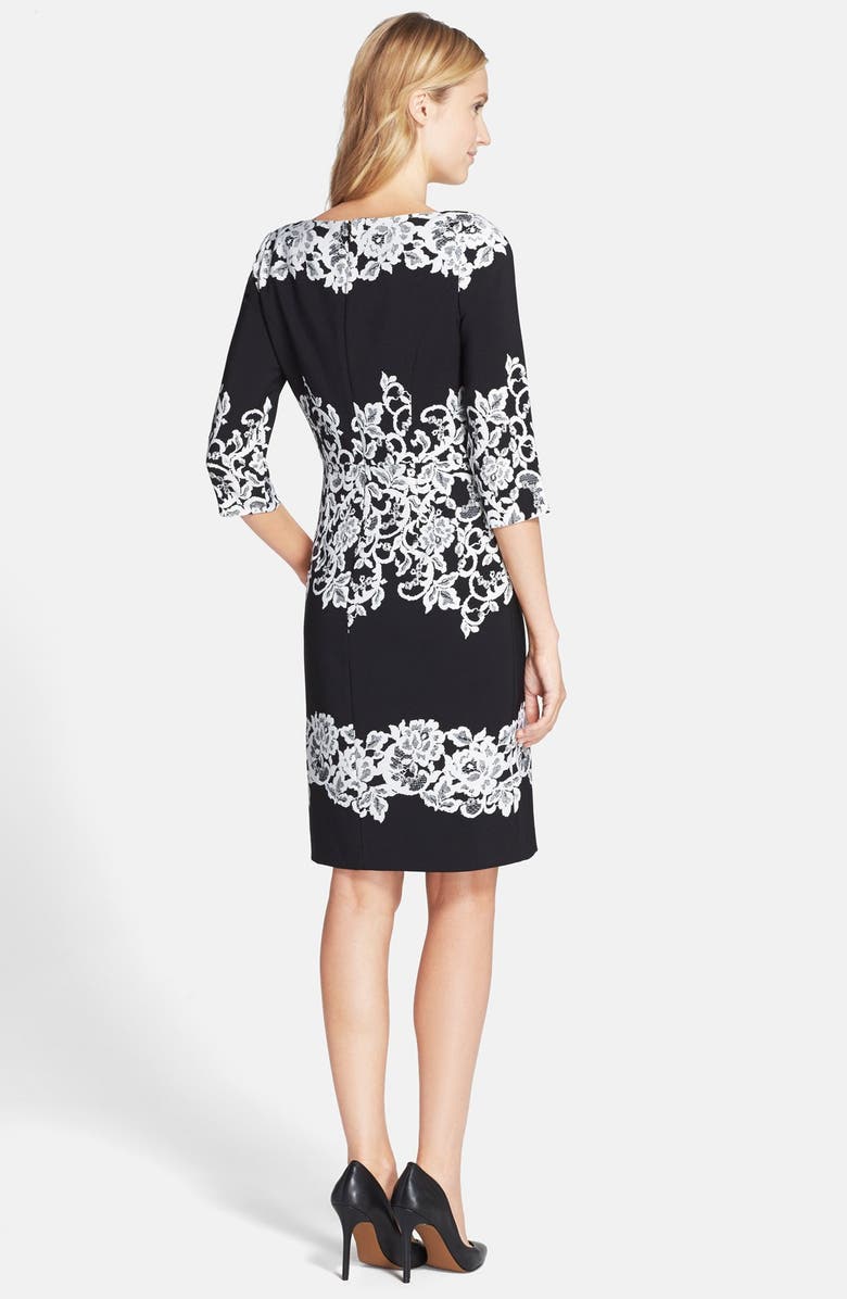 Adrianna Papell Placed Print Sheath Dress, Alternate, color, 