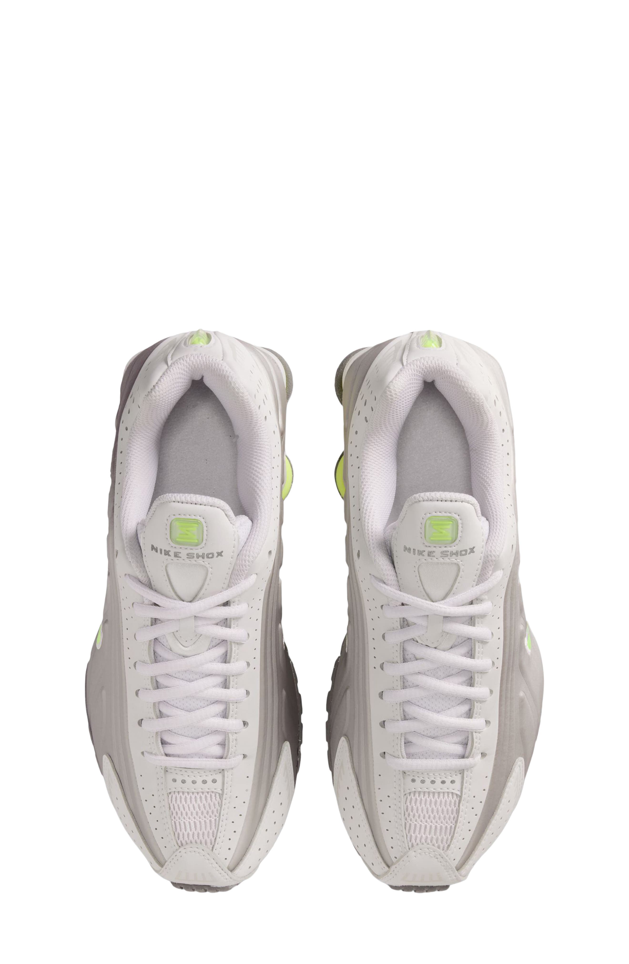 Nike Shox R4 Sneaker, Alternate, color, Grey/ Volt/ Grey/ Ash