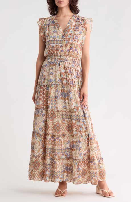 V-Neck Tiered Maxi Dress