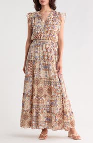 Halogen® V-Neck Tiered Maxi Dress