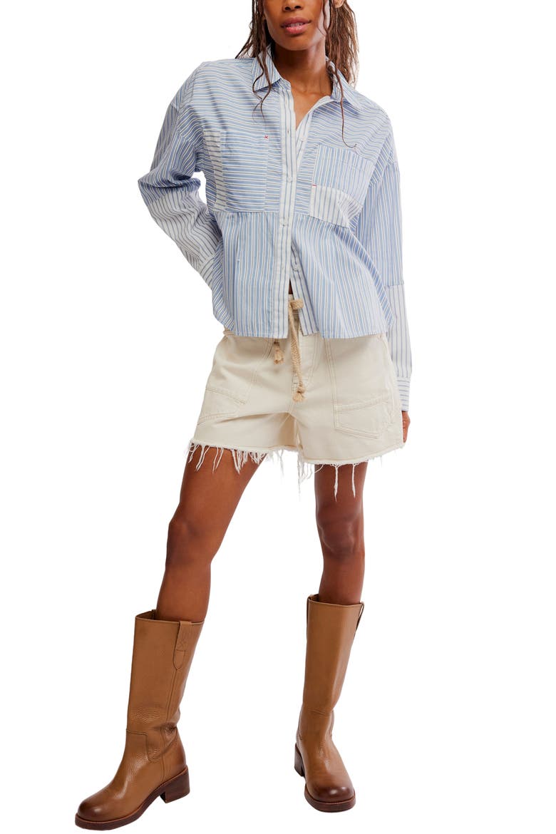 Annie Striped Babydoll Shirt, Alternate, color, IVORY COMBO