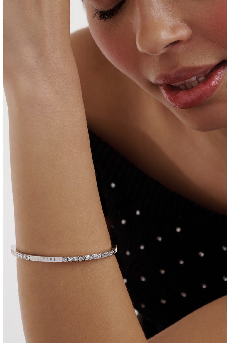 Claudia Narrow Crystal Hinge Bracelet, Alternate, color, SILVER TONE / CLEAR CRYSTAL