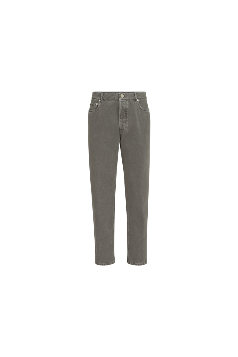 Garment-dyed denim iconic fit five-pocket trousers, Alternate, color, Grey