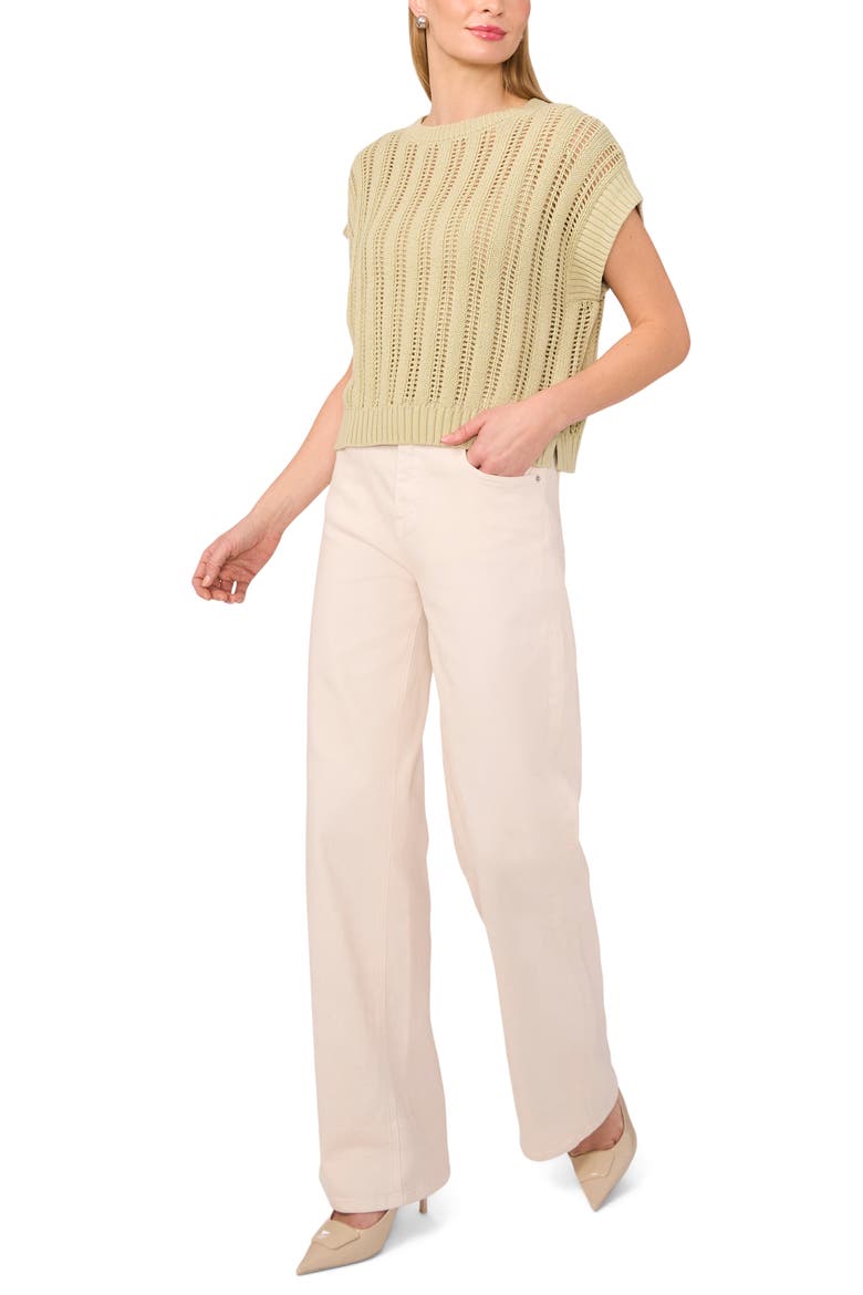 Cotton Short Sleeve Sweater, Alternate, color, SOFT SAGE