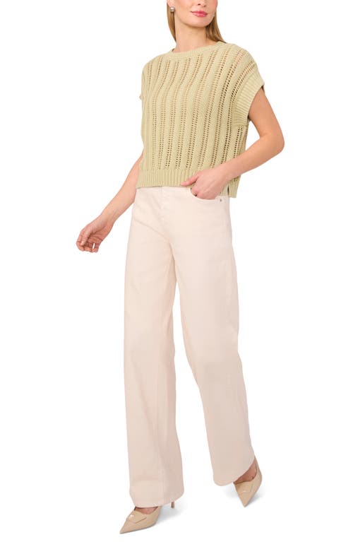 HALOGENR HALOGEN(R) OPEN STITCH SHORT SLEEVE SWEATER