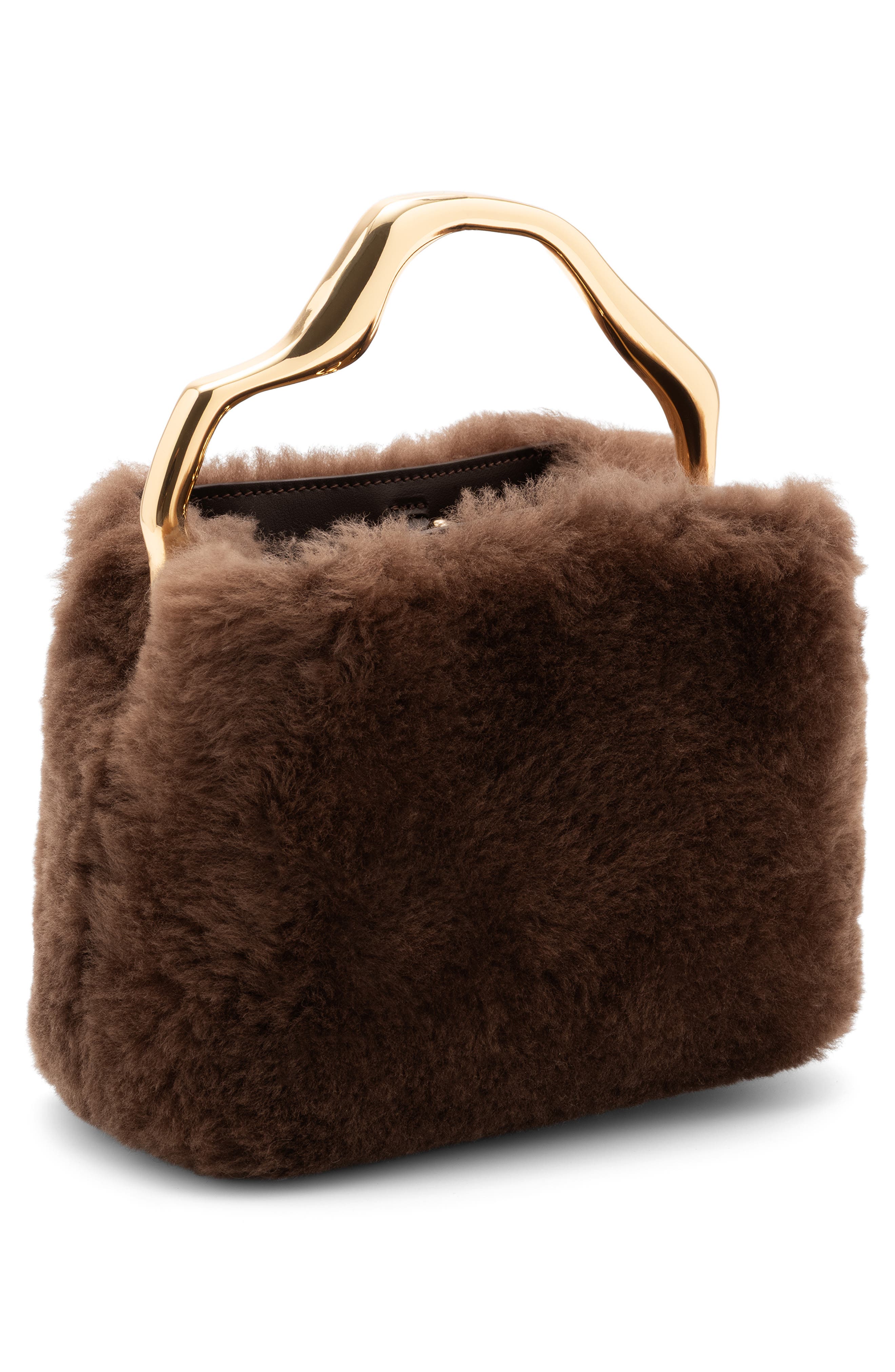 Solene Mini Shearling Top Handle Bag, Alternate, color, LUWAK
