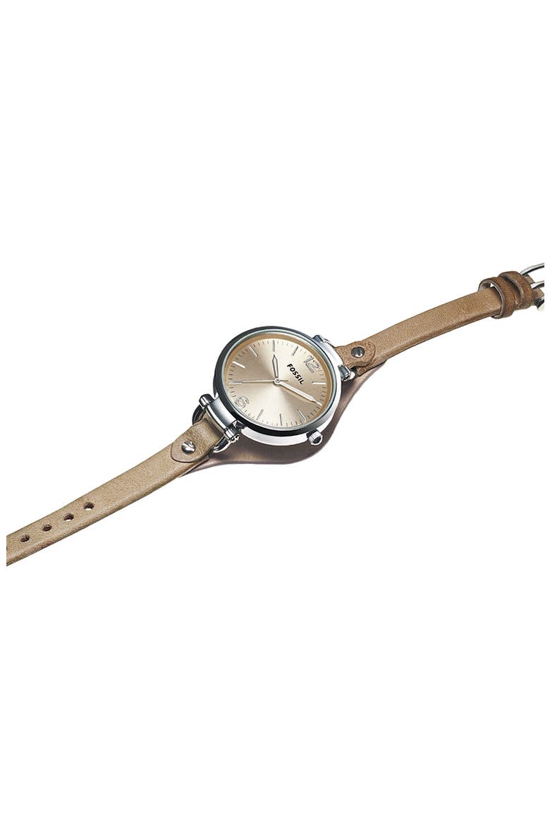'Georgia' Leather Strap Watch, 32mm, Alternate, color, GREY