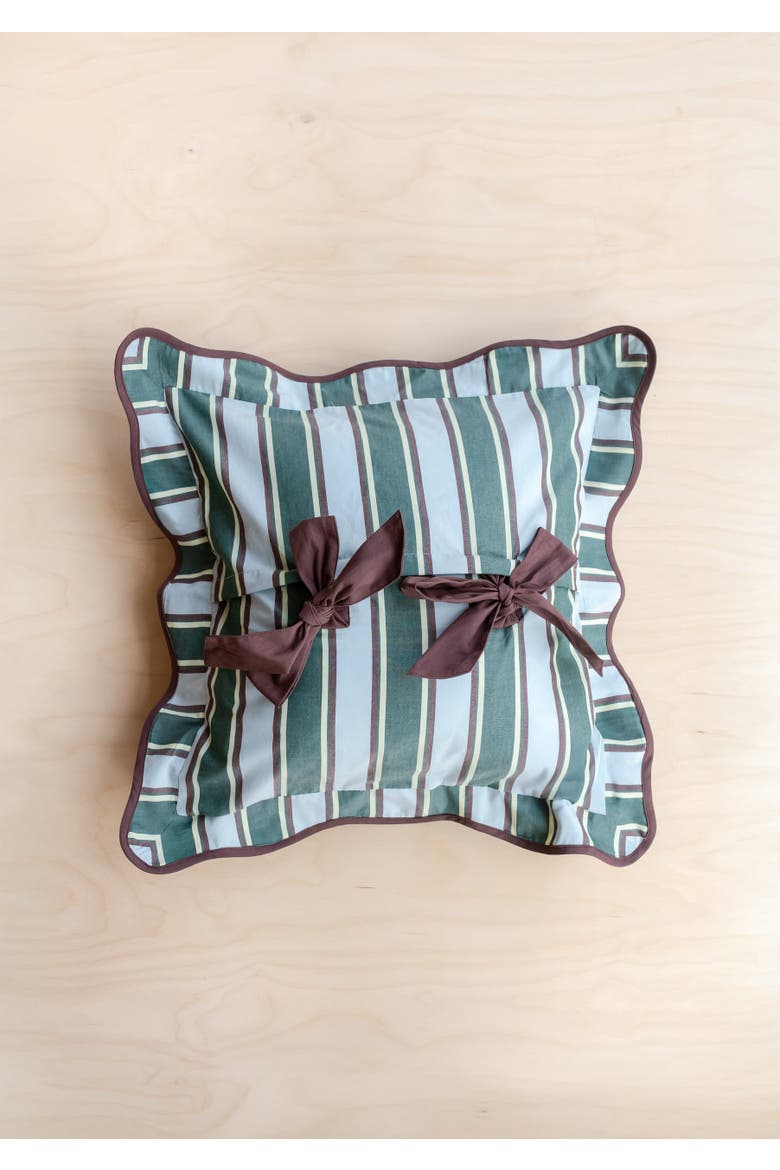 Cotton Stripe Bow Pillowcase, Alternate, color, Blue Stripe